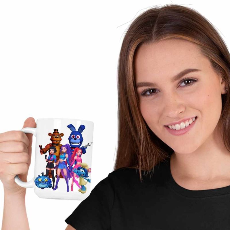 Casa si Gradina - Bucatarie si vesela - Cani si pahare - Cani si cesti - Cana Fnaf Huntrix Kpop Five Nights at Freddy Horror Halloween CoolTrend, alba, 330ml - Infinity.ro