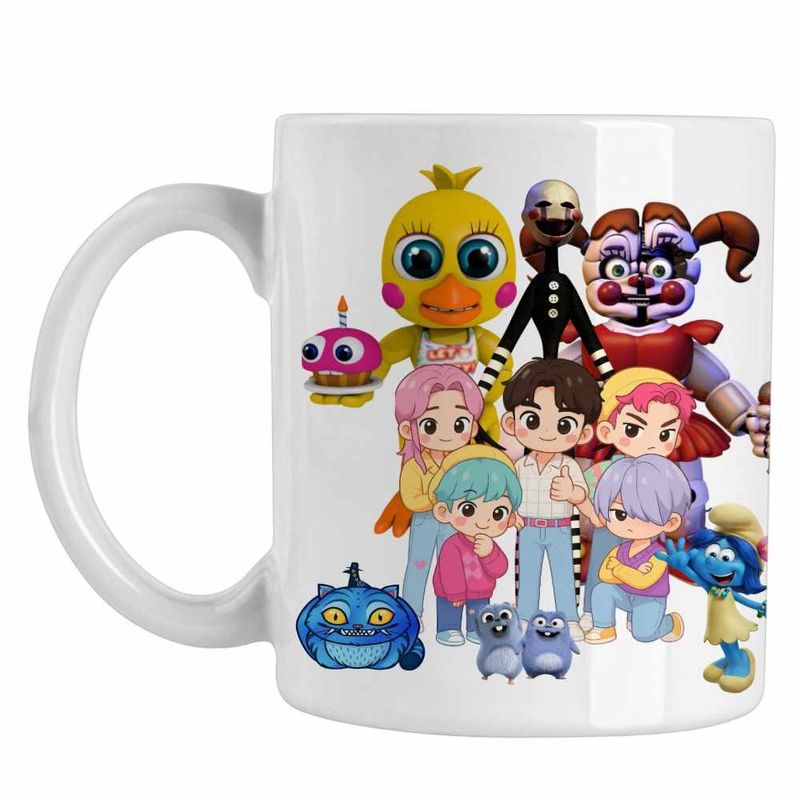 Casa si Gradina - Bucatarie si vesela - Cani si pahare - Cani si cesti - Cana Fnaf Saja Boys Kpop Demon Hunters Chibi Five Nights at Freddy  CoolTrend, alba, 330ml - Infinity.ro