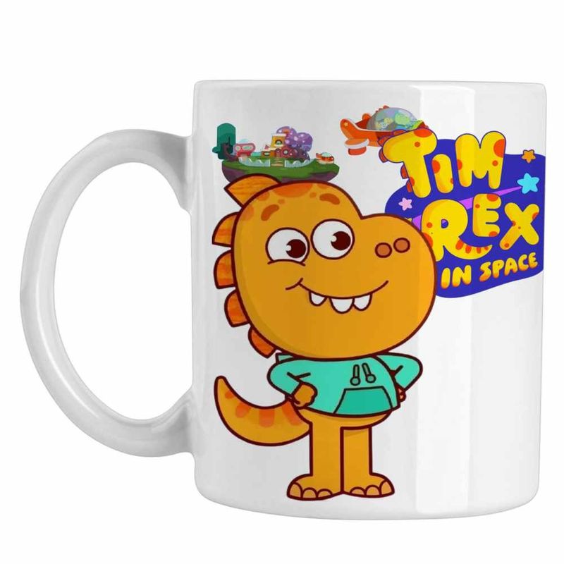 Casa si Gradina - Bucatarie si vesela - Cani si pahare - Cani si cesti - Cana Tim Rex Tommy Spatiu Dinozauri Nasa, CoolTrend, alba, 330ml - Infinity.ro