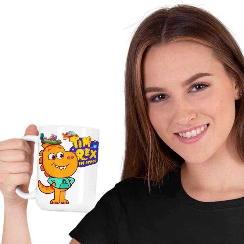 Casa si Gradina - Bucatarie si vesela - Cani si pahare - Cani si cesti - Cana Tim Rex Tommy Spatiu Dinozauri Nasa, CoolTrend, alba, 330ml - Infinity.ro