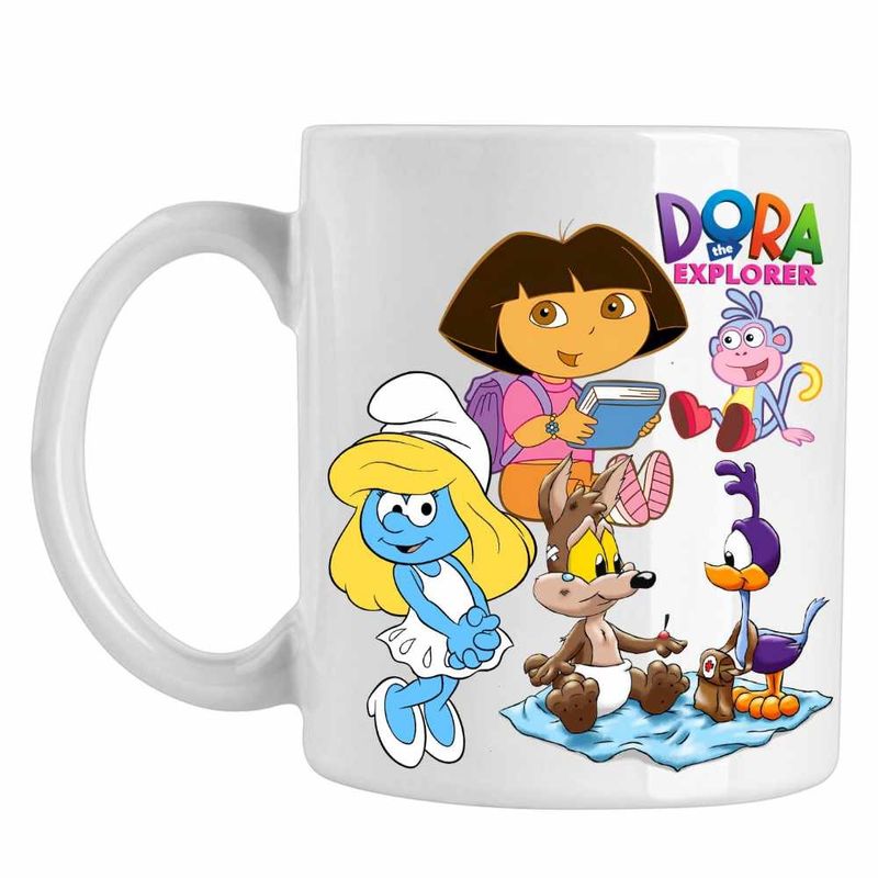 Casa si Gradina - Bucatarie si vesela - Cani si pahare - Cani si cesti - Cana Dora Exploratoarea Strumfita Road Runner Coiotul Baby Bebelusi Buba, CoolTrend, alba, 330ml - Infinity.ro