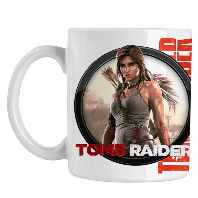 Casa si Gradina - Bucatarie si vesela - Cani si pahare - Cani si cesti - Cana Tomb Raider Lara Croft Razboi Camuflaj CoolTrend, alba, 330ml - Infinity.ro