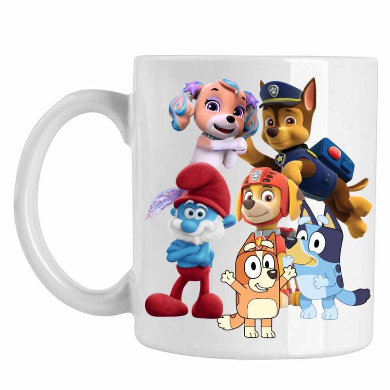 Casa si Gradina - Bucatarie si vesela - Cani si pahare - Cani si cesti - Cana Paw Patrol Bluey Blue Bingo Papa Strumf Sirena Coral, CoolTrend, alba, 330ml - Infinity.ro