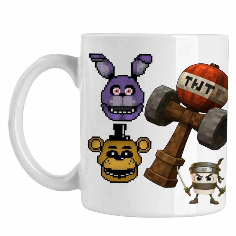 Casa si Gradina - Bucatarie si vesela - Cani si pahare - Cani si cesti - Cana Fnaf Kendama Minecraft Freddy Bonnie Five Nights at Freddy CoolTrend, alba, 330ml - Infinity.ro