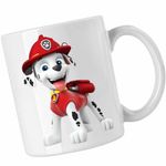 Casa si Gradina - Bucatarie si vesela - Cani si pahare - Cani si cesti - Cana Paw Patrol Marshall Patrula Catelusilor Politist, CoolTrend, alba, 330ml - Infinity.ro