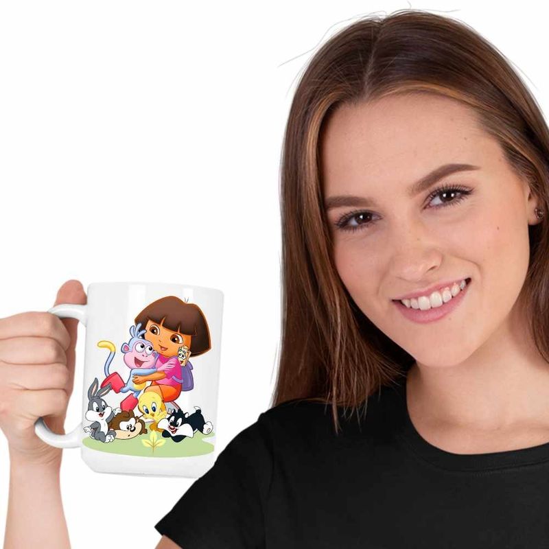 Casa si Gradina - Bucatarie si vesela - Cani si pahare - Cani si cesti - Cana Dora Exploratoarea Looney Tunes Taz Bugs Bunny Sylvester Tweety Baby, CoolTrend, alba, 330ml - Infinity.ro