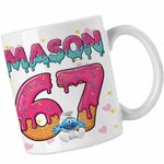 Casa si Gradina - Bucatarie si vesela - Cani si pahare - Cani si cesti - Cana Six Seven Mason Creme Ciocolata 67 CoolTrend, alba, 330ml - Infinity.ro