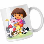 Casa si Gradina - Bucatarie si vesela - Cani si pahare - Cani si cesti - Cana Dora Exploratoarea Looney Tunes Taz Bugs Bunny Sylvester Tweety Baby, CoolTrend, alba, 330ml - Infinity.ro