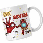 Casa si Gradina - Bucatarie si vesela - Cani si pahare - Cani si cesti - Cana Six Seven Spiderman Ironman 67 Marvel Superhero CoolTrend, alba, 330ml - Infinity.ro