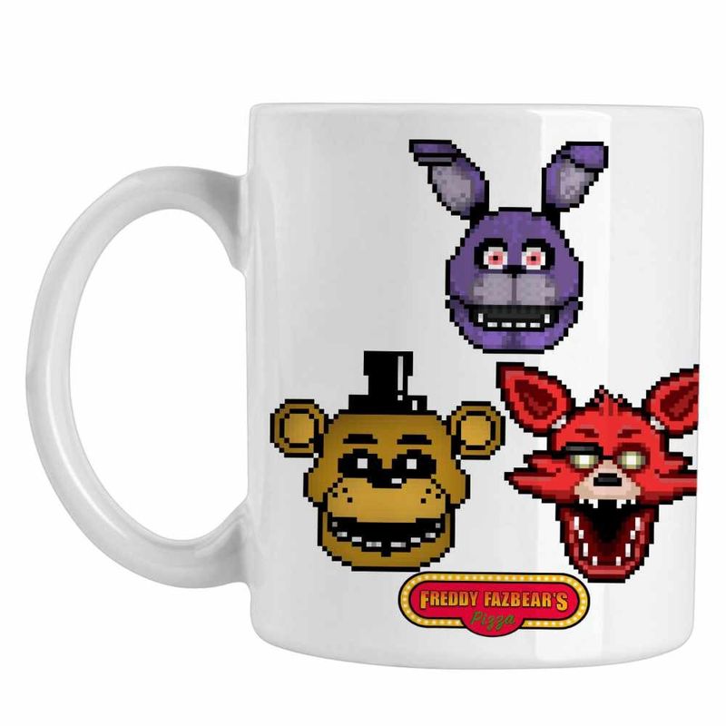 Casa si Gradina - Bucatarie si vesela - Cani si pahare - Cani si cesti - Cana Fnaf Pixel Art Five Nights at Freddy Horror Halloween CoolTrend, alba, 330ml - Infinity.ro