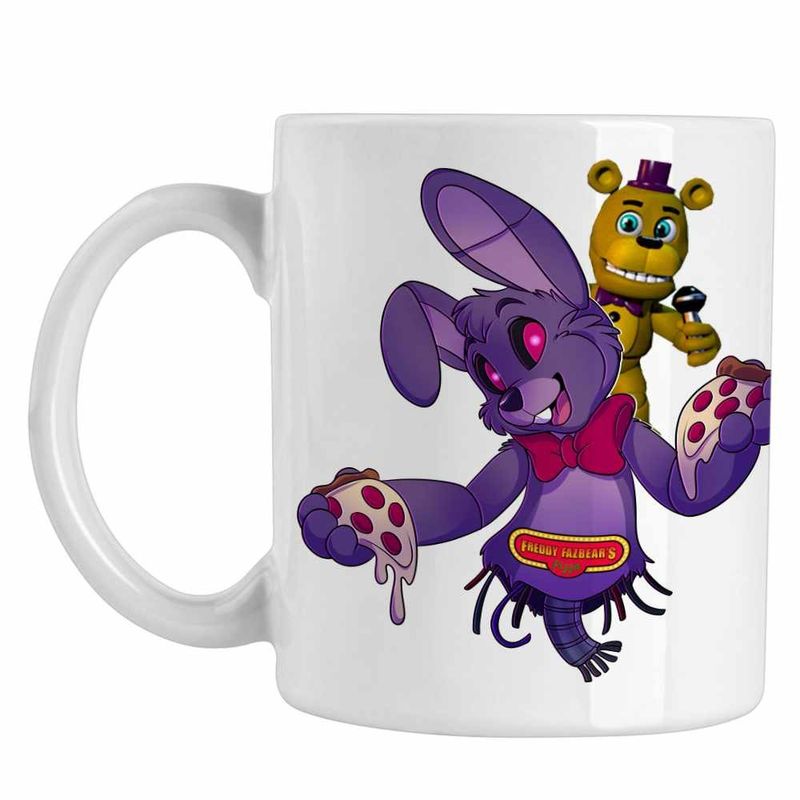 Casa si Gradina - Bucatarie si vesela - Cani si pahare - Cani si cesti - Cana Fnaf Bonnie Pizza Robot Five Nights at Freddy Horror Halloween CoolTrend, alba, 330ml - Infinity.ro