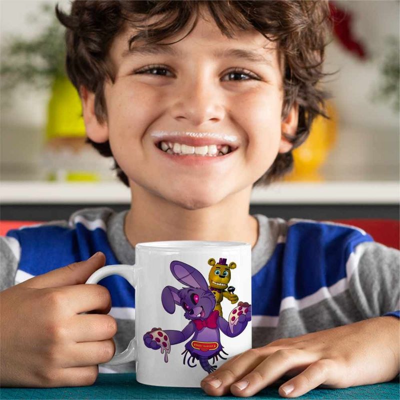 Casa si Gradina - Bucatarie si vesela - Cani si pahare - Cani si cesti - Cana Fnaf Bonnie Pizza Robot Five Nights at Freddy Horror Halloween CoolTrend, alba, 330ml - Infinity.ro