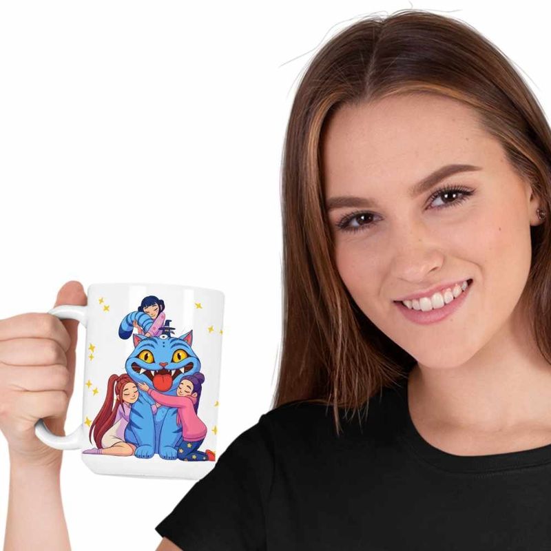 Casa si Gradina - Bucatarie si vesela - Cani si pahare - Cani si cesti - Cana Huntrix Motan Dragon Derpy Kpop CoolTrend, alba, 330ml - Infinity.ro