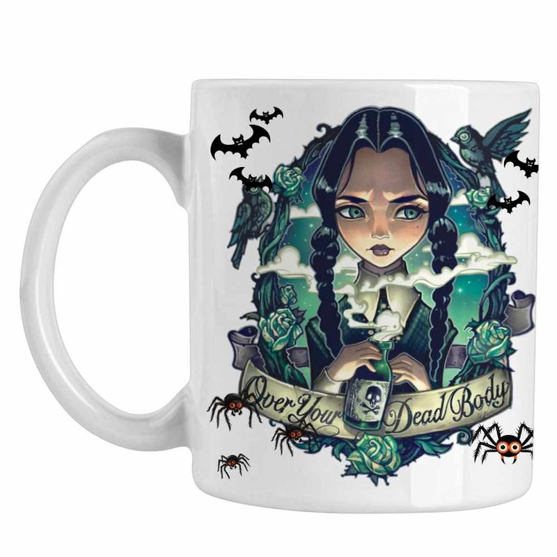 Casa si Gradina - Bucatarie si vesela - Cani si pahare - Cani si cesti - Cana Familia Addams Wednesday Over Your Dead Body Horror Halloween CoolTrend, alba, 330ml - Infinity.ro