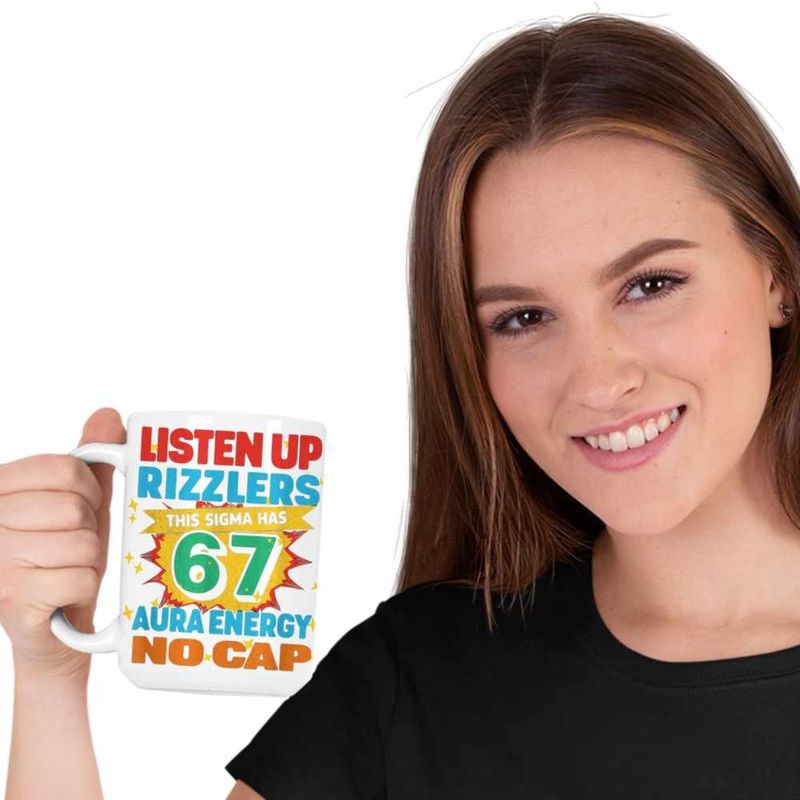 Casa si Gradina - Bucatarie si vesela - Cani si pahare - Cani si cesti - Cana Six Seven Listen Up Rizzlers 67 CoolTrend, alba, 330ml - Infinity.ro