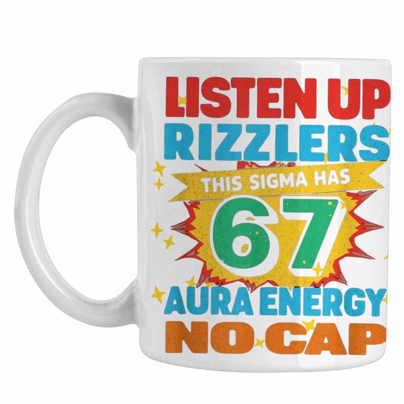 Casa si Gradina - Bucatarie si vesela - Cani si pahare - Cani si cesti - Cana Six Seven Listen Up Rizzlers 67 CoolTrend, alba, 330ml - Infinity.ro