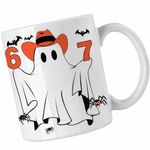 Casa si Gradina - Bucatarie si vesela - Cani si pahare - Cani si cesti - Cana Six Seven Fantoma 67 Halloween CoolTrend, alba, 330ml - Infinity.ro