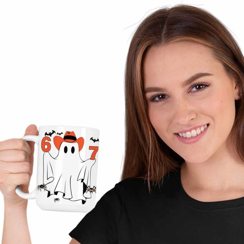 Casa si Gradina - Bucatarie si vesela - Cani si pahare - Cani si cesti - Cana Six Seven Fantoma 67 Halloween CoolTrend, alba, 330ml - Infinity.ro