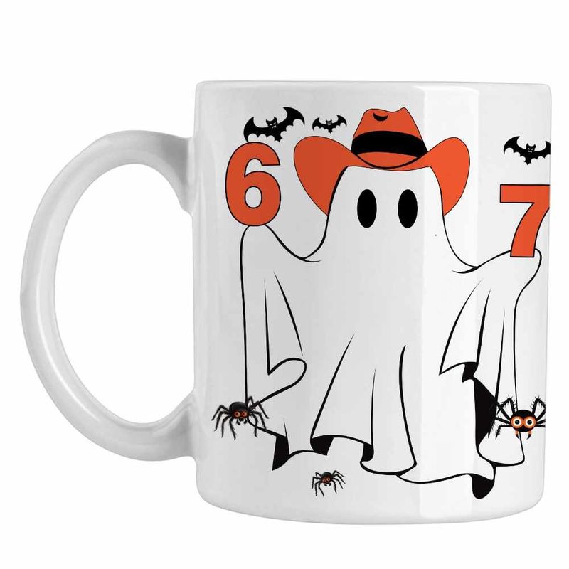 Casa si Gradina - Bucatarie si vesela - Cani si pahare - Cani si cesti - Cana Six Seven Fantoma 67 Halloween CoolTrend, alba, 330ml - Infinity.ro