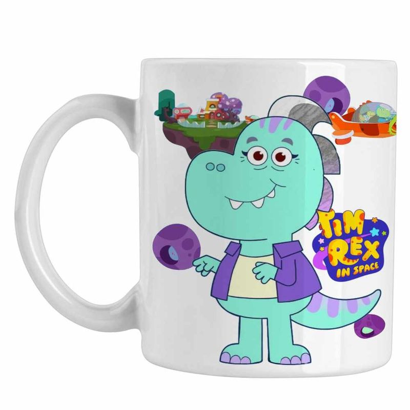 Casa si Gradina - Bucatarie si vesela - Cani si pahare - Cani si cesti - Cana Tim Rex Bunica Spatiu Dinozauri T-Rex, CoolTrend, alba, 330ml - Infinity.ro