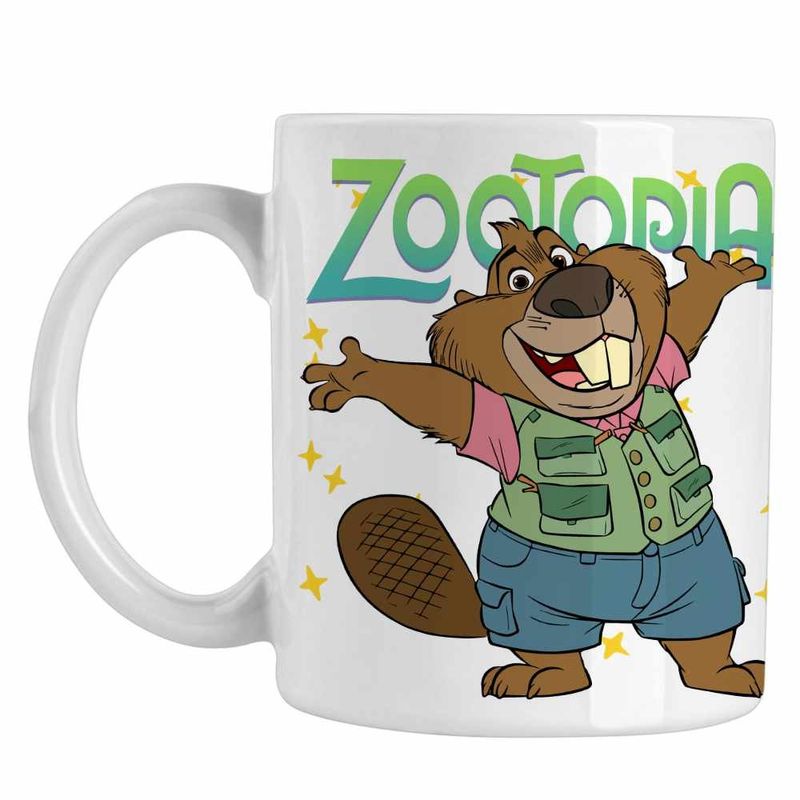 Casa si Gradina - Bucatarie si vesela - Cani si pahare - Cani si cesti - Cana Zootopia Nibbles Maplestick Castor Zootropolis CoolTrend, alba, 330ml - Infinity.ro