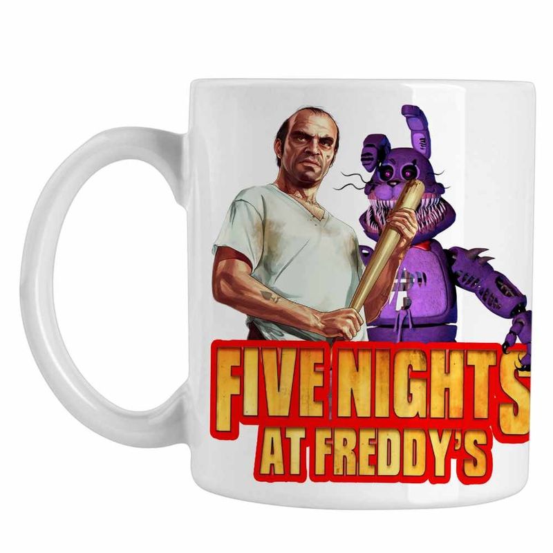 Casa si Gradina - Bucatarie si vesela - Cani si pahare - Cani si cesti - Cana Fnaf GTA5 Five Nights at Freddy Horror Halloween CoolTrend, alba, 330ml - Infinity.ro
