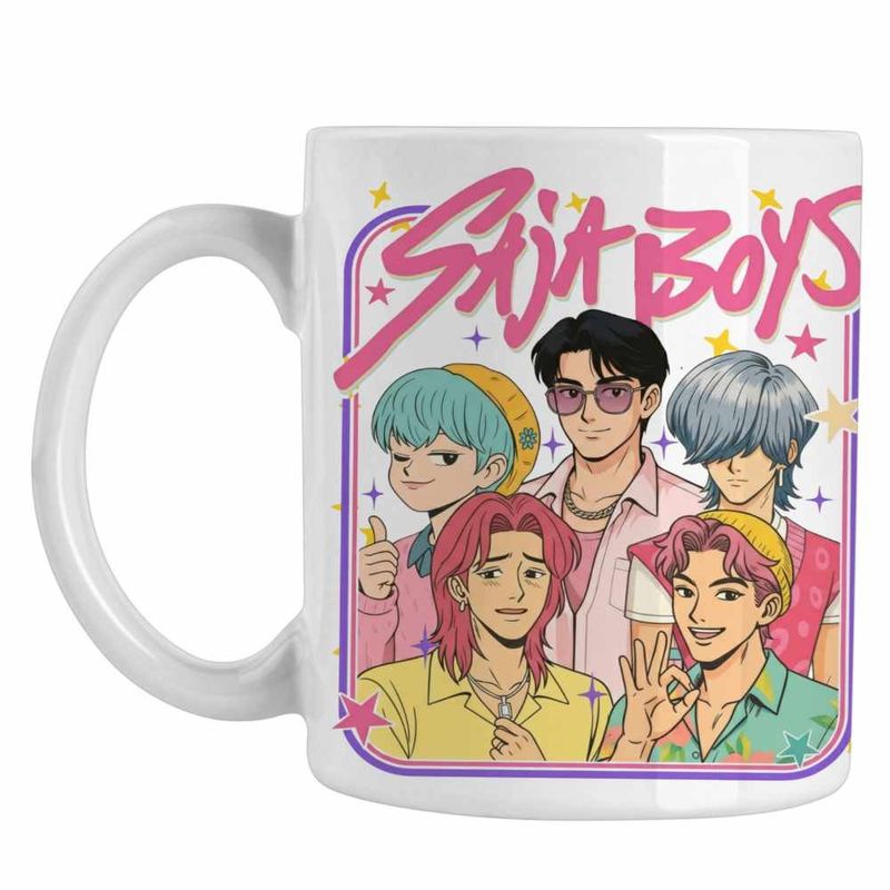 Casa si Gradina - Bucatarie si vesela - Cani si pahare - Cani si cesti - Cana Huntrix Saja Boys Stars Kpop CoolTrend, alba, 330ml - Infinity.ro