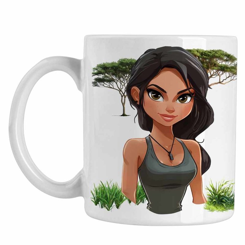 Casa si Gradina - Bucatarie si vesela - Cani si pahare - Cani si cesti - Cana Tomb Raider Aventuri Lara Croft Militar Camuflaj CoolTrend, alba, 330ml - Infinity.ro