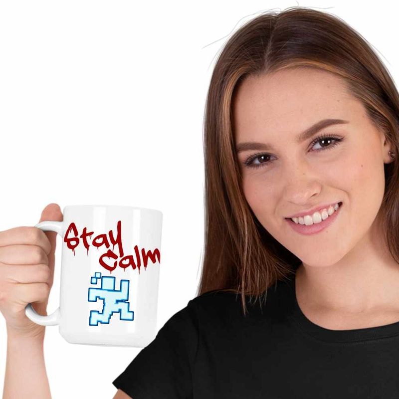 Casa si Gradina - Bucatarie si vesela - Cani si pahare - Cani si cesti - Cana Fnaf Stay Calm Run Five Nights at Freddy Horror Halloween CoolTrend, alba, 330ml - Infinity.ro