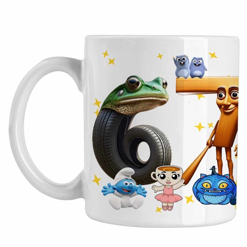 Casa si Gradina - Bucatarie si vesela - Cani si pahare - Cani si cesti - Cana Six Seven Tung Tung Sahur Italian Brainrot Meme CoolTrend, alba, 330ml - Infinity.ro