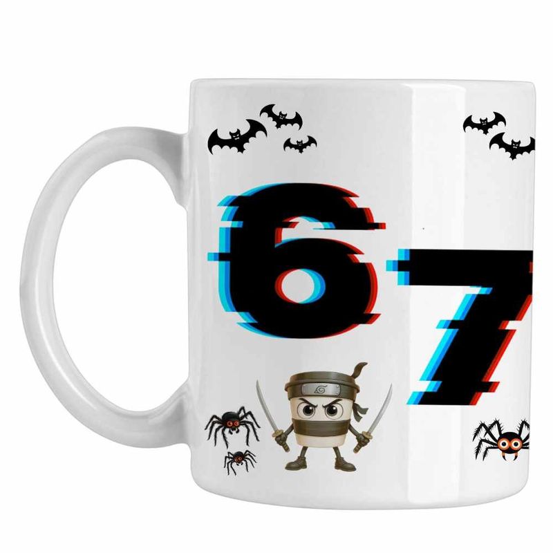 Casa si Gradina - Bucatarie si vesela - Cani si pahare - Cani si cesti - Cana Six Seven Glitch 67 Effect Video CoolTrend, alba, 330ml - Infinity.ro