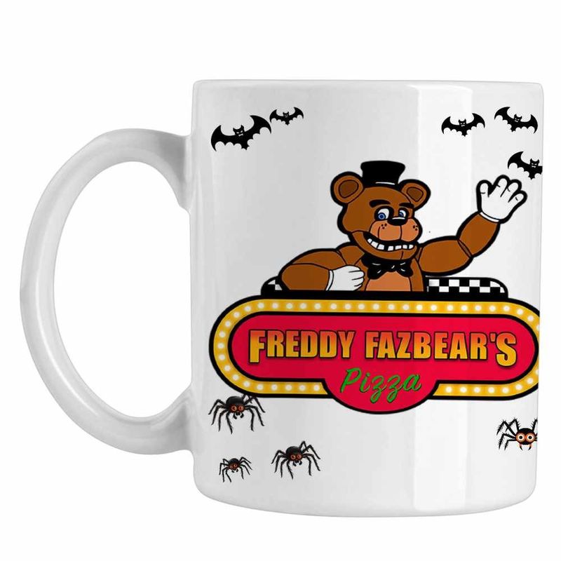 Casa si Gradina - Bucatarie si vesela - Cani si pahare - Cani si cesti - Cana Fnaf Freddy Fazbears Pizza Five Nights at Freddy Horror Halloween CoolTrend, alba, 330ml - Infinity.ro