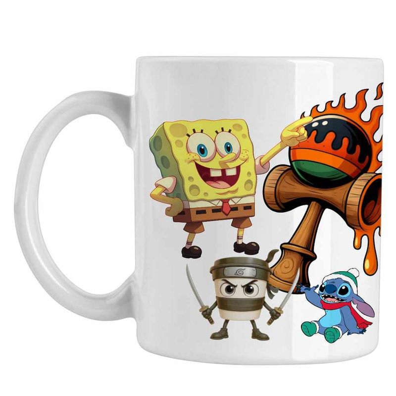 Casa si Gradina - Bucatarie si vesela - Cani si pahare - Cani si cesti - Cana Kendama Spongebob Flacari Plankton Squarepants Pantaloni Patrati CoolTrend, alba, 330ml - Infinity.ro