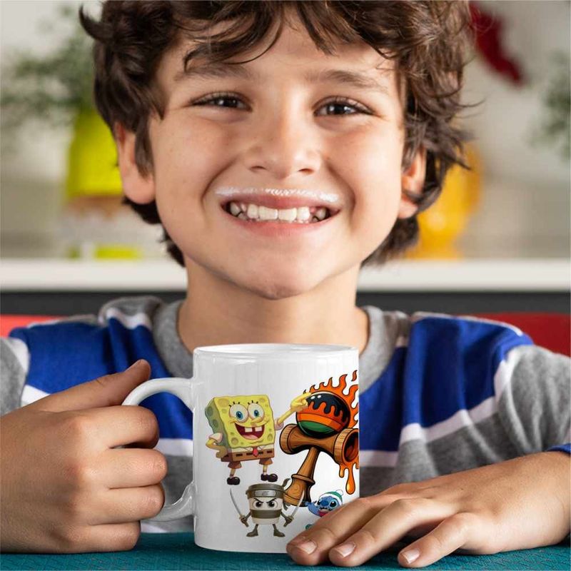 Casa si Gradina - Bucatarie si vesela - Cani si pahare - Cani si cesti - Cana Kendama Spongebob Flacari Plankton Squarepants Pantaloni Patrati CoolTrend, alba, 330ml - Infinity.ro