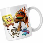Casa si Gradina - Bucatarie si vesela - Cani si pahare - Cani si cesti - Cana Kendama Spongebob Flacari Plankton Squarepants Pantaloni Patrati CoolTrend, alba, 330ml - Infinity.ro