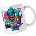 Casa si Gradina - Bucatarie si vesela - Cani si pahare - Cani si cesti - Cana Six Seven Baseball Monkey 67 Meme CoolTrend, alba, 330ml - Infinity.ro