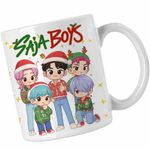 Casa si Gradina - Bucatarie si vesela - Cani si pahare - Cani si cesti - Cana Huntrix Saja Boys Craciun Kpop CoolTrend, alba, 330ml - Infinity.ro