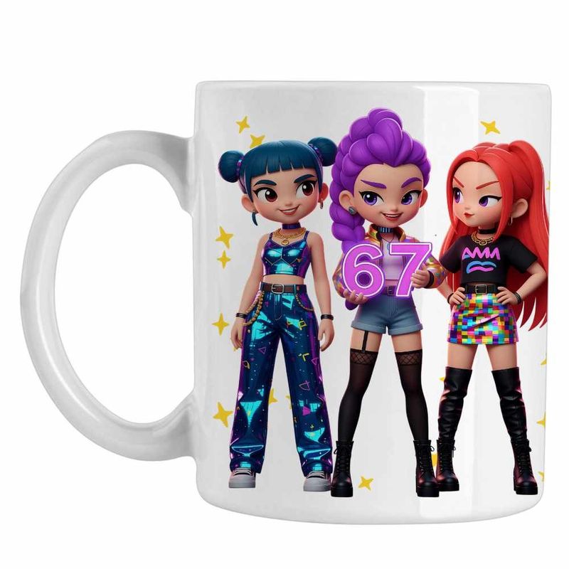 Casa si Gradina - Bucatarie si vesela - Cani si pahare - Cani si cesti - Cana Six Seven Kpop Huntrix 67 Demon Hunters CoolTrend, alba, 330ml - Infinity.ro