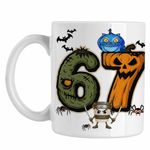 Casa si Gradina - Bucatarie si vesela - Cani si pahare - Cani si cesti - Cana Six Seven Halloween Dovleac 6 7 Horror CoolTrend, alba, 330ml - Infinity.ro