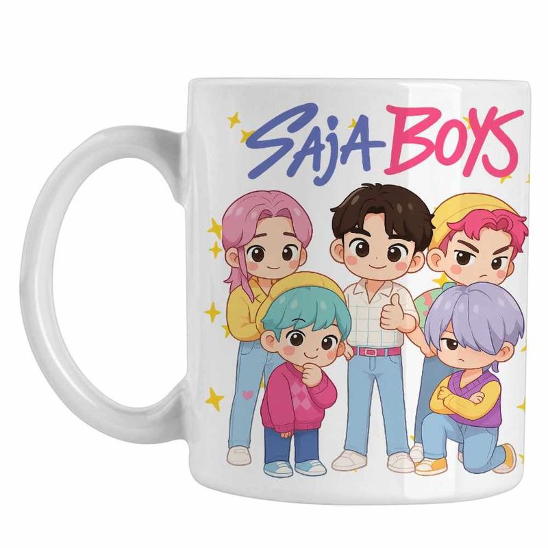 Casa si Gradina - Bucatarie si vesela - Cani si pahare - Cani si cesti - Cana Huntrix Saja Boys Kpop Demon Hunters CoolTrend, alba, 330ml - Infinity.ro