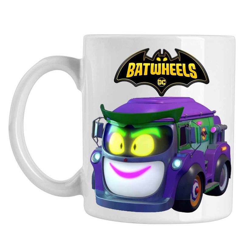 Casa si Gradina - Bucatarie si vesela - Cani si pahare - Cani si cesti - Cana Batwheels Prank Joker Masina Batroti Desene Animate Masini, CoolTrend, alba, 330ml - Infinity.ro