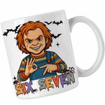 Casa si Gradina - Bucatarie si vesela - Cani si pahare - Cani si cesti - Cana Six Seven Horror Chucky 67 Halloween CoolTrend, alba, 330ml - Infinity.ro
