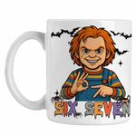 Casa si Gradina - Bucatarie si vesela - Cani si pahare - Cani si cesti - Cana Six Seven Horror Chucky 67 Halloween CoolTrend, alba, 330ml - Infinity.ro