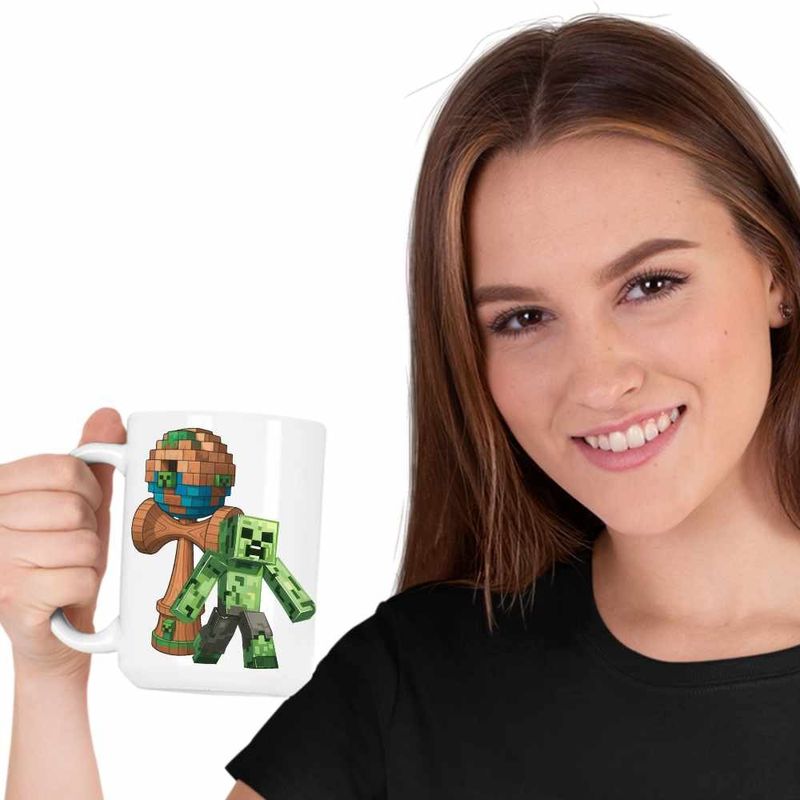 Casa si Gradina - Bucatarie si vesela - Cani si pahare - Cani si cesti - Cana Kendama Minecraft Creeper Trial CoolTrend, alba, 330ml - Infinity.ro