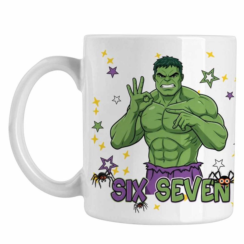 Casa si Gradina - Bucatarie si vesela - Cani si pahare - Cani si cesti - Cana Six Seven Hulk 67 Marvel Superhero CoolTrend, alba, 330ml - Infinity.ro