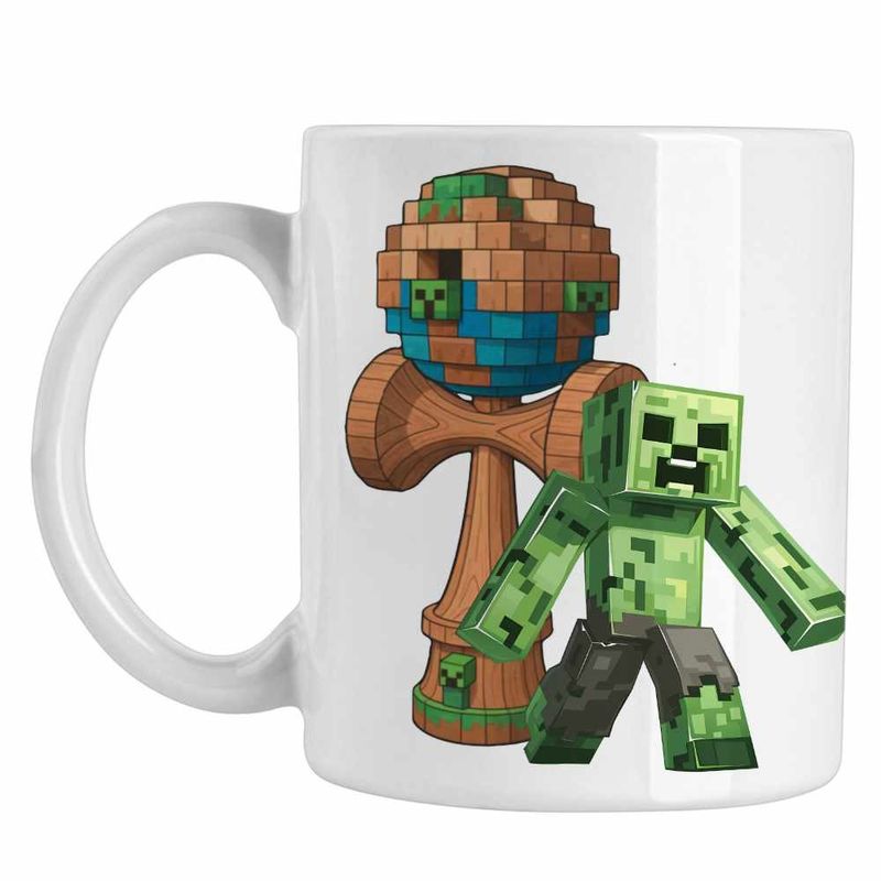 Casa si Gradina - Bucatarie si vesela - Cani si pahare - Cani si cesti - Cana Kendama Minecraft Creeper Trial CoolTrend, alba, 330ml - Infinity.ro