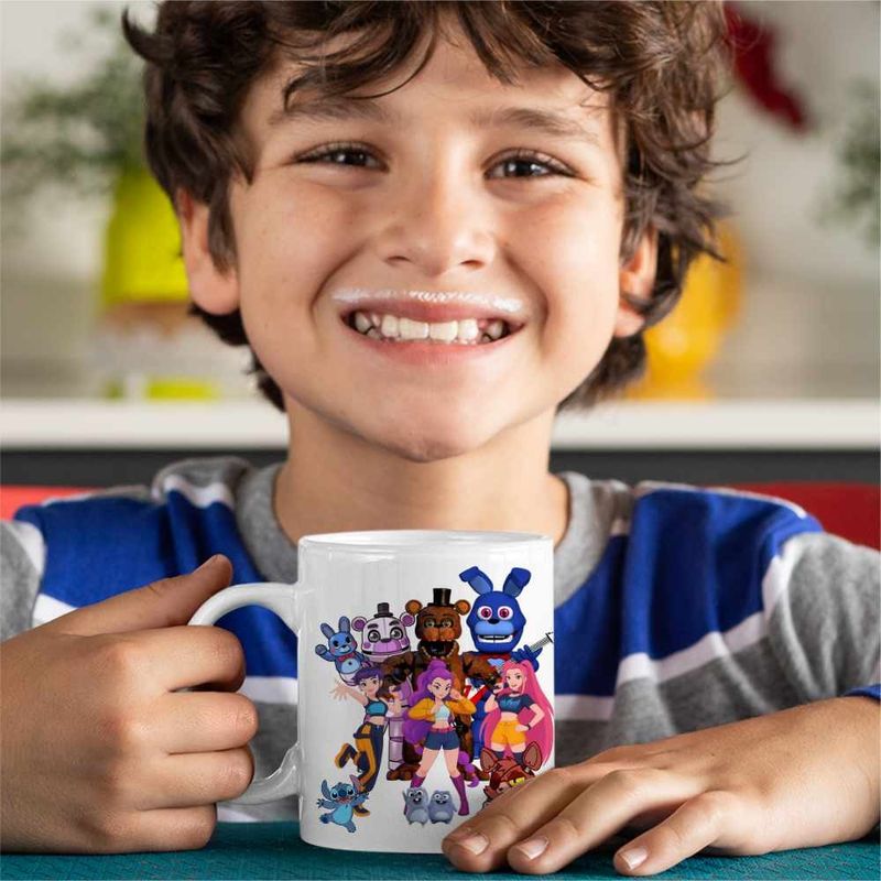 Casa si Gradina - Bucatarie si vesela - Cani si pahare - Cani si cesti - Cana Fnaf Huntrix K-pop Demon Hunters Five Nights at Freddy Horror Halloween CoolTrend, alba, 330ml - Infinity.ro