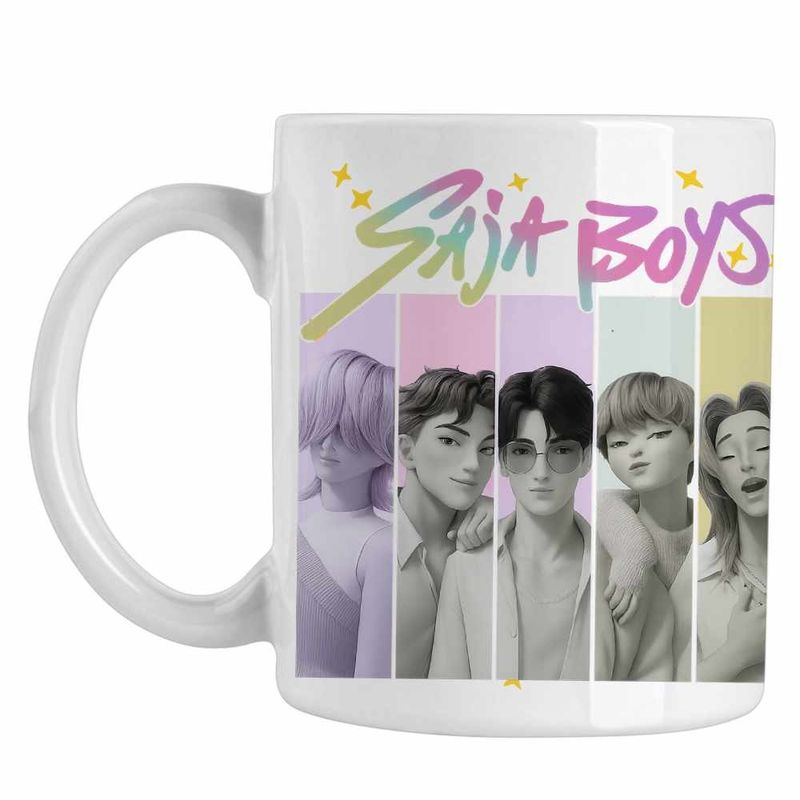 Casa si Gradina - Bucatarie si vesela - Cani si pahare - Cani si cesti - Cana Huntrix Saja Boys Legends Kpop CoolTrend, alba, 330ml - Infinity.ro