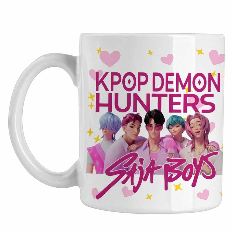 Casa si Gradina - Bucatarie si vesela - Cani si pahare - Cani si cesti - Cana Huntrix Saja Boys Demon Hunters Kpop CoolTrend, alba, 330ml - Infinity.ro