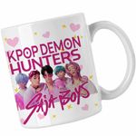 Casa si Gradina - Bucatarie si vesela - Cani si pahare - Cani si cesti - Cana Huntrix Saja Boys Demon Hunters Kpop CoolTrend, alba, 330ml - Infinity.ro